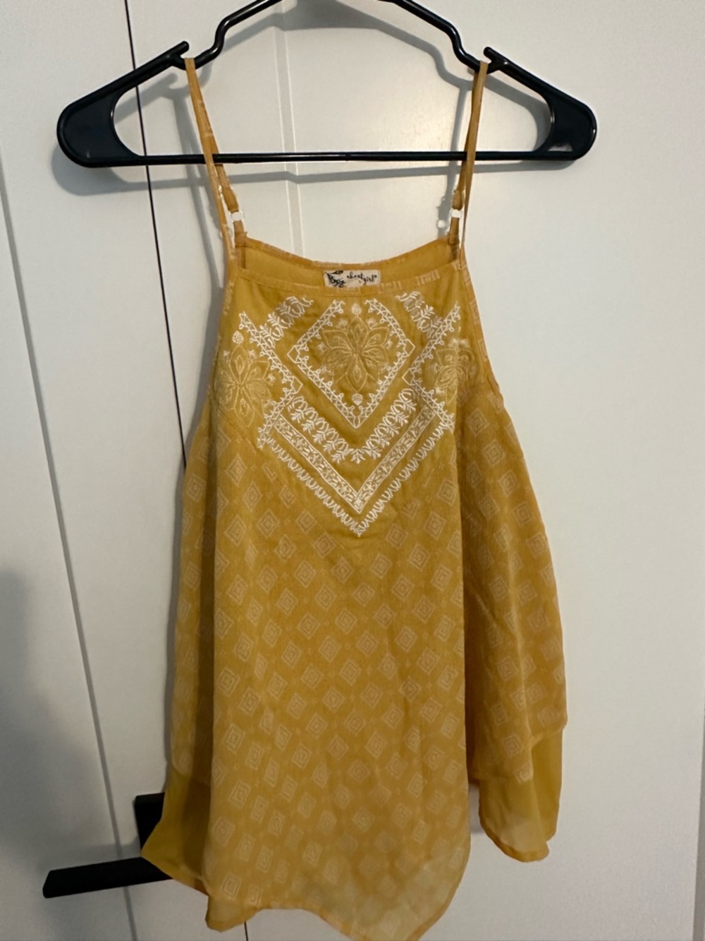 About A Girl Mustard Yellow Embroidered Camisole